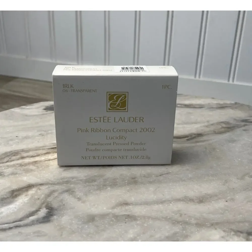 Estee Lauder Pink Ribbon Compact 2002 Powder Gold Crystal Vintage